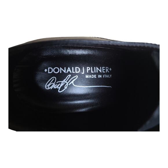 Donald Pliner Haiden Black Leather Italian Made Lace 4 1/2 Heels Pumps Shoes 10 - Picture 5 of 7